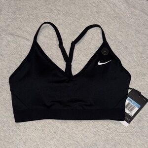 Nike Women's Black Sports Bra with White Logo
